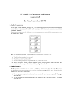 15-740/18-740 Computer Architecture Homework 5 Due Friday, November 11, at 12:00 PM