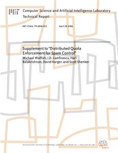 Supplement to &#34;Distributed Quota Enforcement for Spam Control&#34; Technical Report
