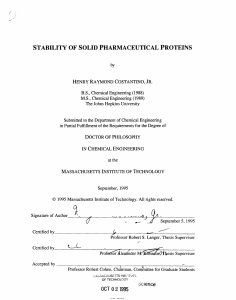 STABILITY  OF SOLID PHARMACEUTICAL PROTEINS HENRY  RAYMOND COSTANTINO, JR.