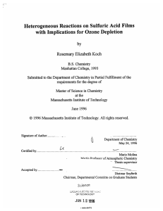 Heterogeneous  Reactions  on  Sulfuric  Acid ... with Implications  for Ozone  Depletion by Rosemary Elizabeth  Koch