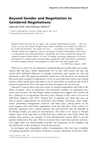 Beyond Gender and Negotiation to Gendered Negotiations Deborah Kolb and Kathleen McGinn