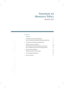 Statement on Monetary Policy AuguSt 2011 Contents