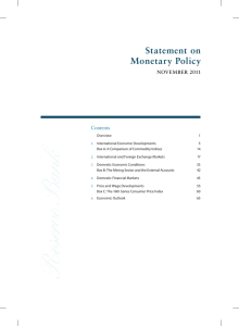 Statement on Monetary Policy NOVEMBER 2011 Contents