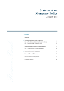 Statement on Monetary Policy AUGUST 2014 Contents