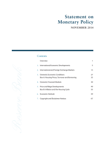 Statement on Monetary Policy noveMber 2014 Contents