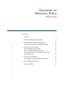 Statement on Monetary Policy AUGUST 2015 Contents