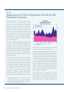 Implications of Lower Population Growth for the Australian Economy Box D Graph D1