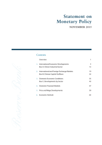Statement on Monetary Policy NOVEMBER 2015 Contents