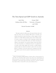 The Term Spread and GDP Growth in Australia Jacob Poke Graeme Wells