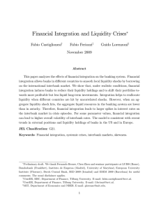 Financial Integration and Liquidity Crises Fabio Castiglionesi Fabio Feriozzi Guido Lorenzoni
