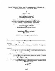 Applying  Run-By-Run Process  Control  to Chemical-Mechanical ... Assessing Insertion  Costs  Versus Benefits  of CMP