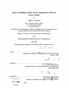 Issues  in  Building  Mobile-Aware  Applications ... Rover  Toolkit Joshua  A.  Tauber