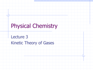 Physical Chemistry Lecture 3 Kinetic Theory of Gases
