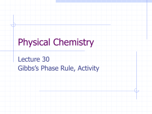 Physical Chemistry Lecture 30 Gibbs’s Phase Rule, Activity