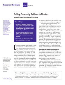 Building Community Resilience to Disasters