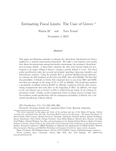 Estimating Fiscal Limits: The Case of Greece ∗ Huixin Bi and