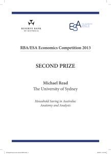 SECOND PRIZE Michael Read The University of Sydney RBA/ESA Economics Competition 2013