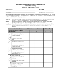 Internship Evaluation Rubric: Mid-Term Assessment School Counseling University of Wisconsin—Stout