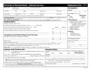 University of Wisconsin-Stout • Outreach Services Registration Form Demographics Please Print