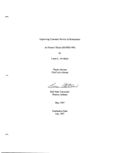 Improving Customer Service in Restaurants An Honors Thesis (HONRS 499) Thesis Advisor