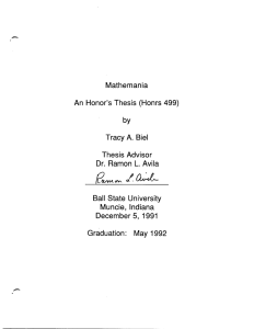 Mathemania An  Honor's Thesis  (Honrs 499) by Tracy A.  Biel