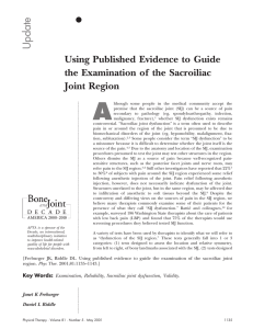 Update Using Published Evidence to Guide the Examination of the Sacroiliac Joint Region