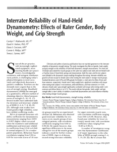 lnterrater Reliability of  Hand-Held Weight,  and Grip Strength