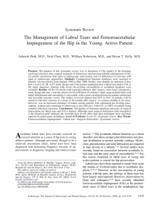 The Management of Labral Tears and Femoroacetabular