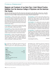 Diagnosis and Treatment of Low Back Pain: A Joint Clinical... Guideline from the American College of Physicians and the American