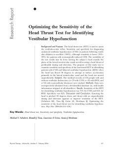 Report Research Optimizing the Sensitivity of the Head Thrust Test for Identifying