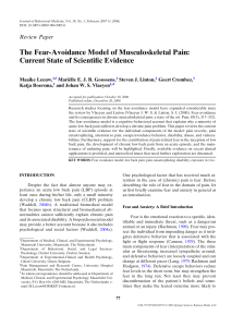 The Fear-Avoidance Model of Musculoskeletal Pain: Current State of Scientific Evidence