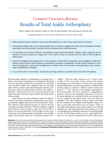 Results of Total Ankle Arthroplasty Current Concepts Review 1455