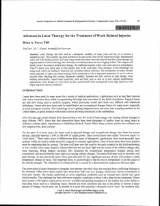 Advances in Laser Therapy for the Treatment of Work Related... Brian A. Pryor, PhD