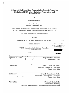 A  Study of the Deoxyribose  Fragmentation Products Formed... Oxidation of  DNA  with y-Radiation,  Peroxynitrite and