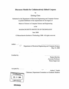 Discourse  Models  for Collaboratively  Edited Corpora