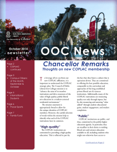 OOC News Chancellor Remarks T Thoughts on new COPLAC membership