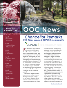 OOC News Chancellor Remarks U USC Aiken granted COPLAC membership