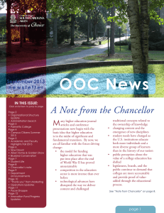 OOC News A Note from the Chancellor M September 2013