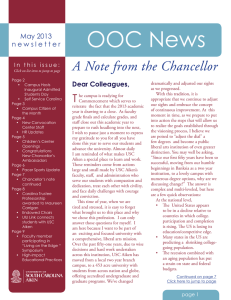 OOC News A Note from the Chancellor May 2013 Dear Colleagues,