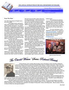 THE ANNUAL NEWSLETTER OF THE USCA DEPARTMENT OF ENGLISH