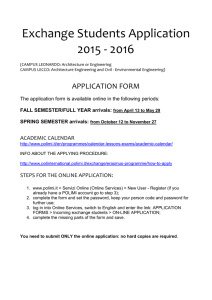 Exchange Students Application 2015 - 2016