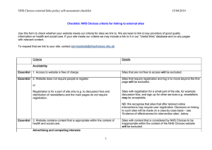 NHS Choices external links policy self-assessment checklist 15/04/2014