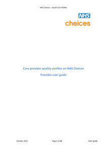 Care provider quality profiles on NHS Choices Provider user guide User guide