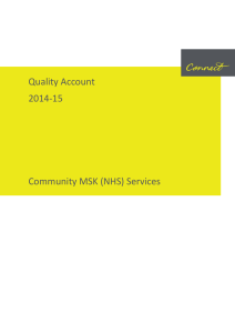 Quality Account 2014-15 Community MSK (NHS) Services