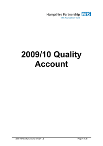 2009/10 Quality Account  2009-10 Quality Account, version 1.8