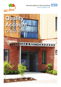 Quality Account (2009-2010) Hertfordshire Partnership