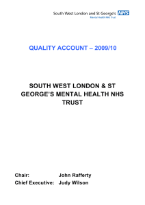 QUALITY ACCOUNT – 2009/10 SOUTH WEST LONDON &amp; ST TRUST