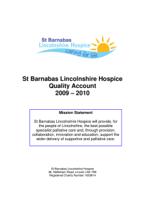 St Barnabas Lincolnshire Hospice Quality Account 2009 – 2010
