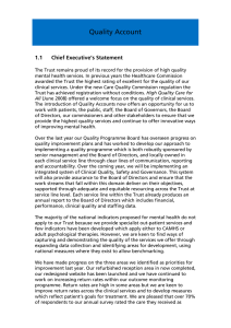 Quality Account 1. Report 1.1 Chief Executive’s Statement