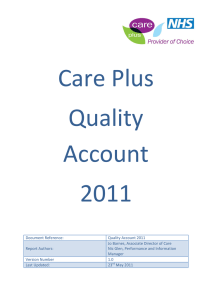 Care Plus Quality Account 2011